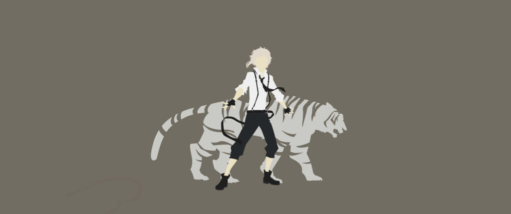 Minimalist Wallpaper: Silhouette & White Tiger on Clean Background