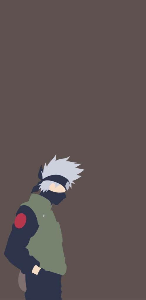 Minimalist iPhone Wallpaper: Silver-Haired Character in Brown Background