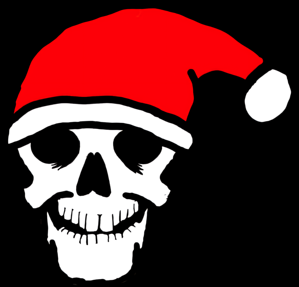 Edgy Santa Skull Wallpaper: Festive & Dark Christmas Design