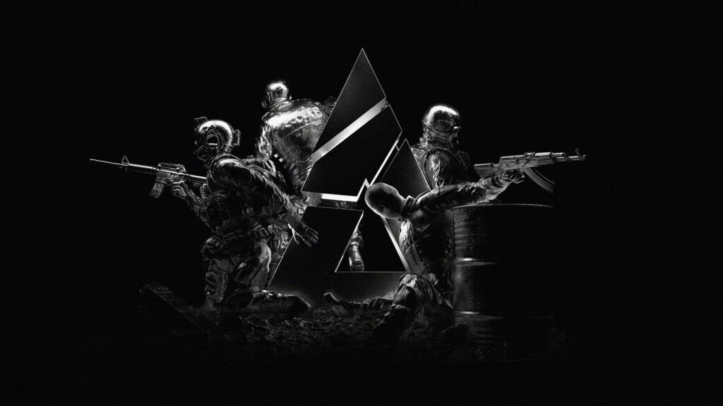 Monochromatic Soldier Wallpaper: Dynamic Geometric Emblem Design