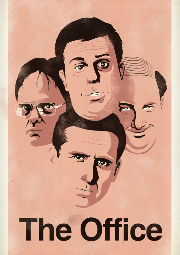 Stylized Wallpaper of The Office Cast with Iconic Expressions