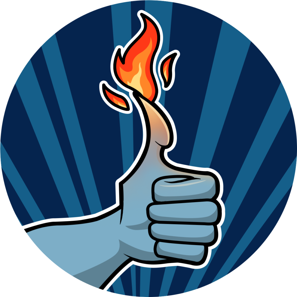 Stylized Thumbs-Up Flame Wallpaper Inspired by Hades Game