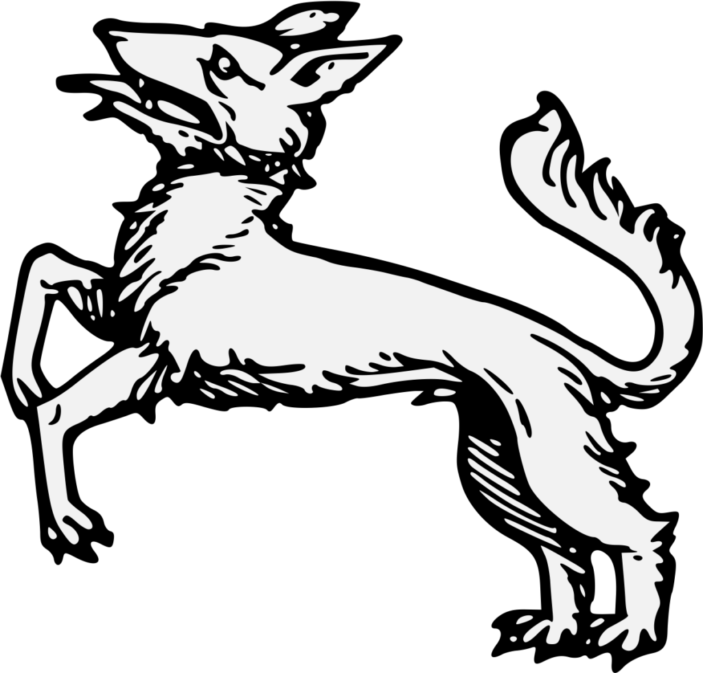 Bold Two-Headed Wolf Wallpaper: Mystical Illustration on Black Background