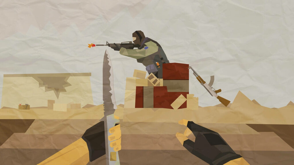Stylized CS: GO Wallpaper: Tactical POV with Knife and Soldier Action