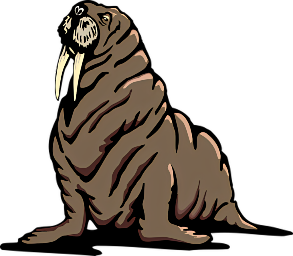 Stylized Walrus Wallpaper: Artful Design with Detailed Fur Lines