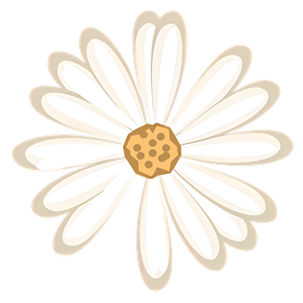 Stylized White Daisy Graphic Wallpaper with Transparent Background