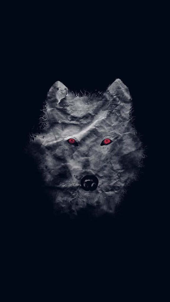 Dark Minimalist Wolf Wallpaper - Glowing Red Eyes, 720x1280