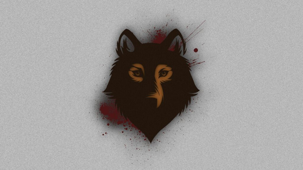 Stylized Wolf's Head Wallpaper 2560x1440 with Red Splatter Background