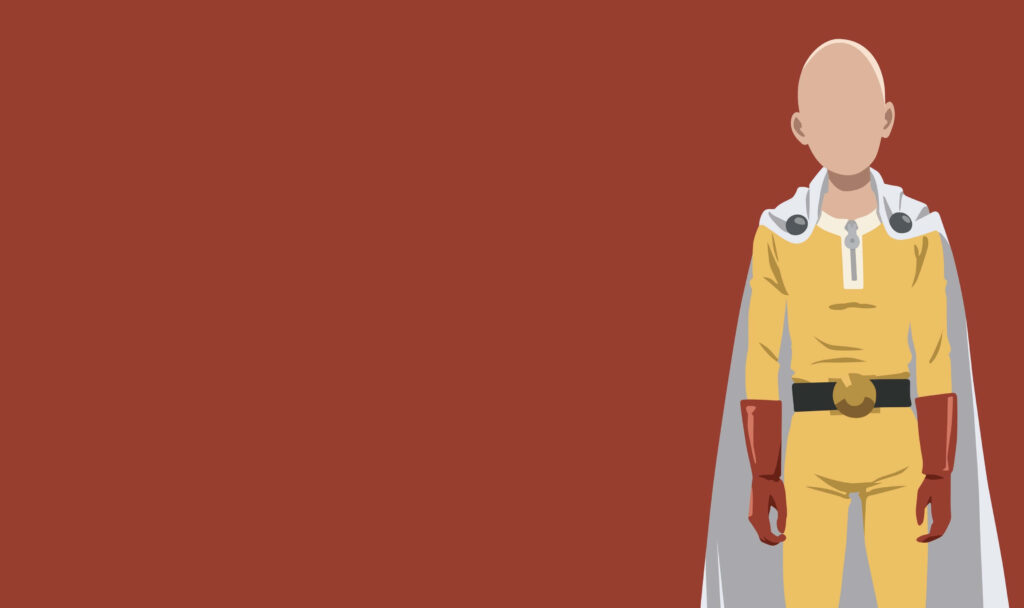 Minimalist Character Wallpaper: Yellow Suit, White Cape & Brown Background