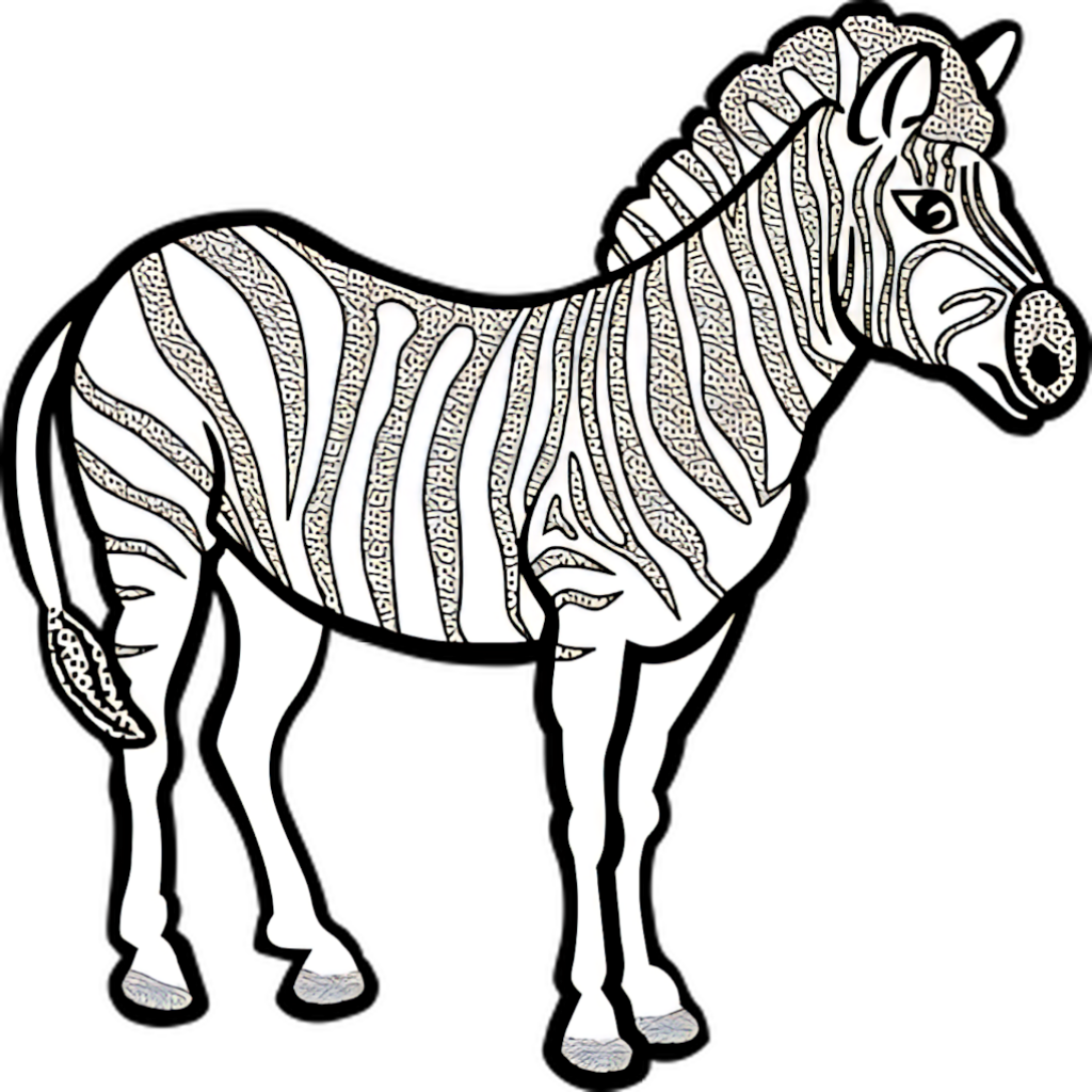 Stylized Zebra Wallpaper: Intricate Line Art PNG with Transparent Background