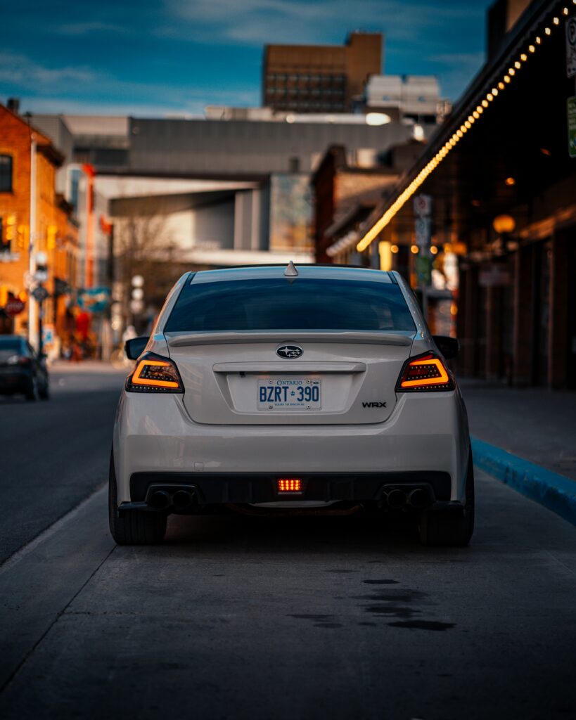Subaru WRX Rear View: Sleek, Sporty Urban Wallpaper for Car Lovers