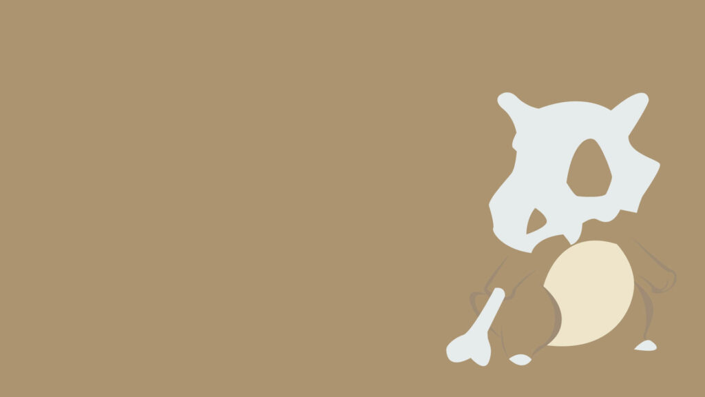 Minimalist Cubone wallpaper flat vector art brown cream palette modern desktop background