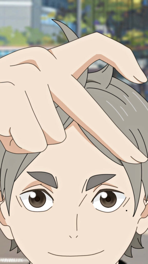 Match Made in Anime: Sugawara Koshi Strikes a Half Heart Pose on a Beautiful Haikyuu!! Wallpaper