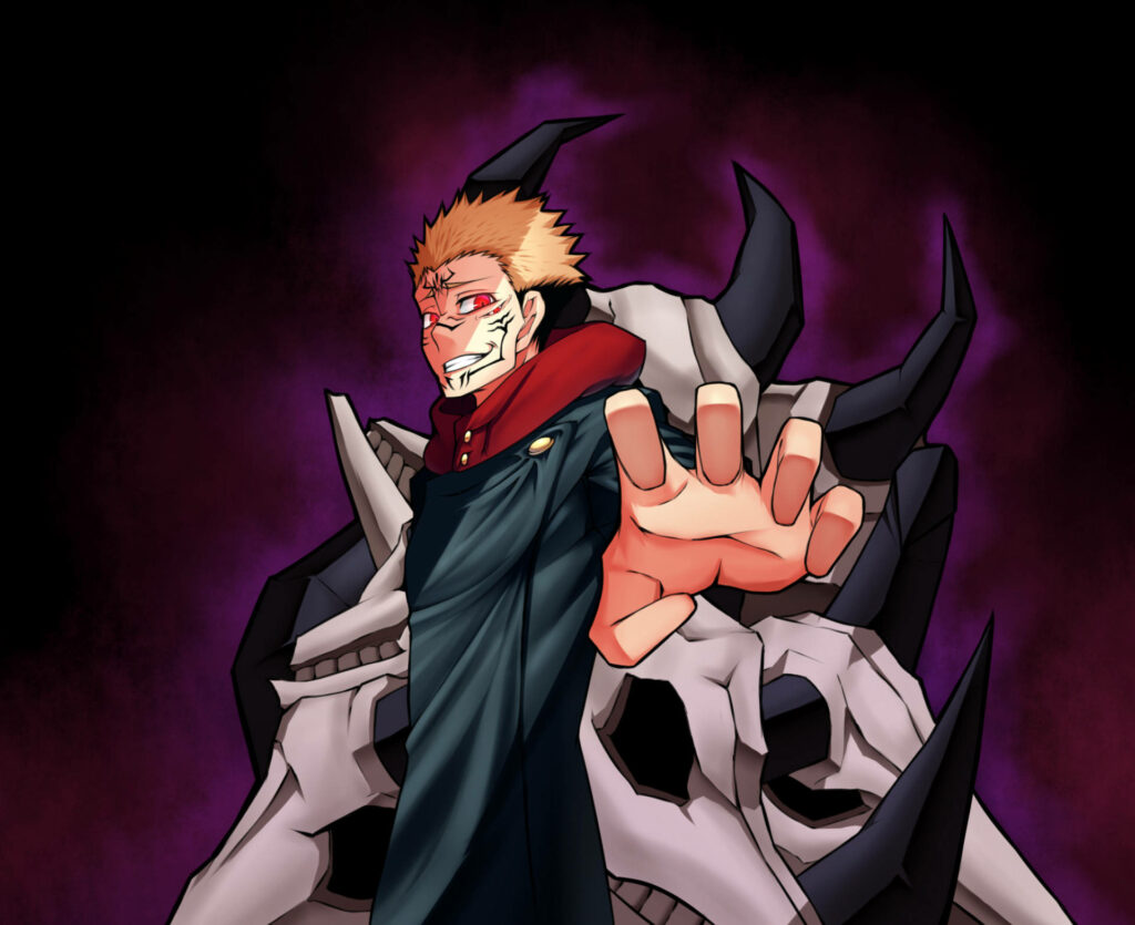 Malevolent Majesty: Slicing through Shadows - Sukuna's Stunning 4k Jujutsu Kaisen Illustration Wallpaper