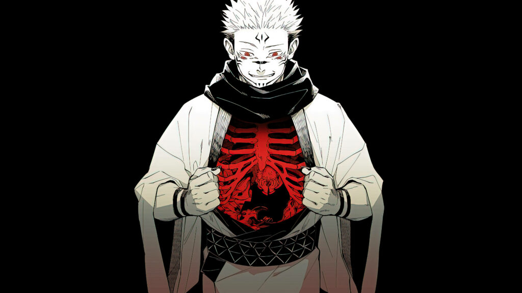 Unleashing Sukuna: A Majestic 4k Artwork Revealing the Sinister Jujutsu Kaisen Character's Gory Secret Wallpaper