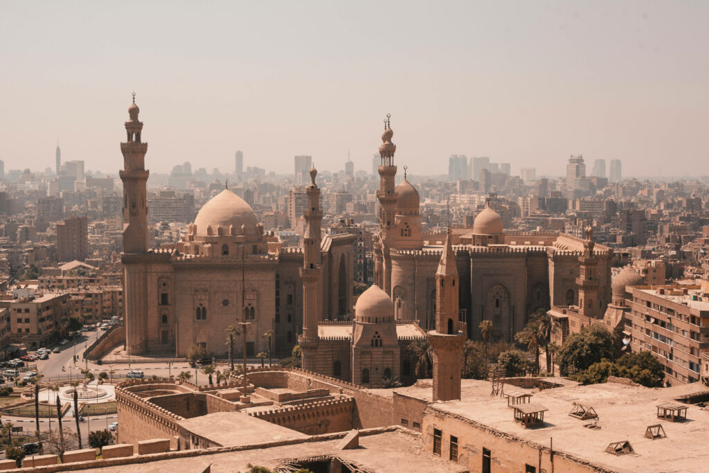 Madrasa of Sultan Hassan Egypt Islamic architecture domes minarets Cairo cityscape wallpaper