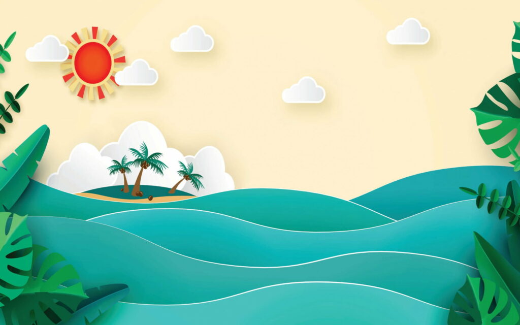 Paradise Found: Tropical Paper Landscape - A Summer Escape in HD! Wallpaper