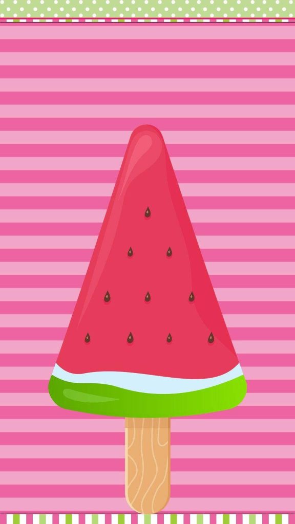 Watermelon popsicle wallpaper with vibrant pink stripes and polka dot summer fruit design