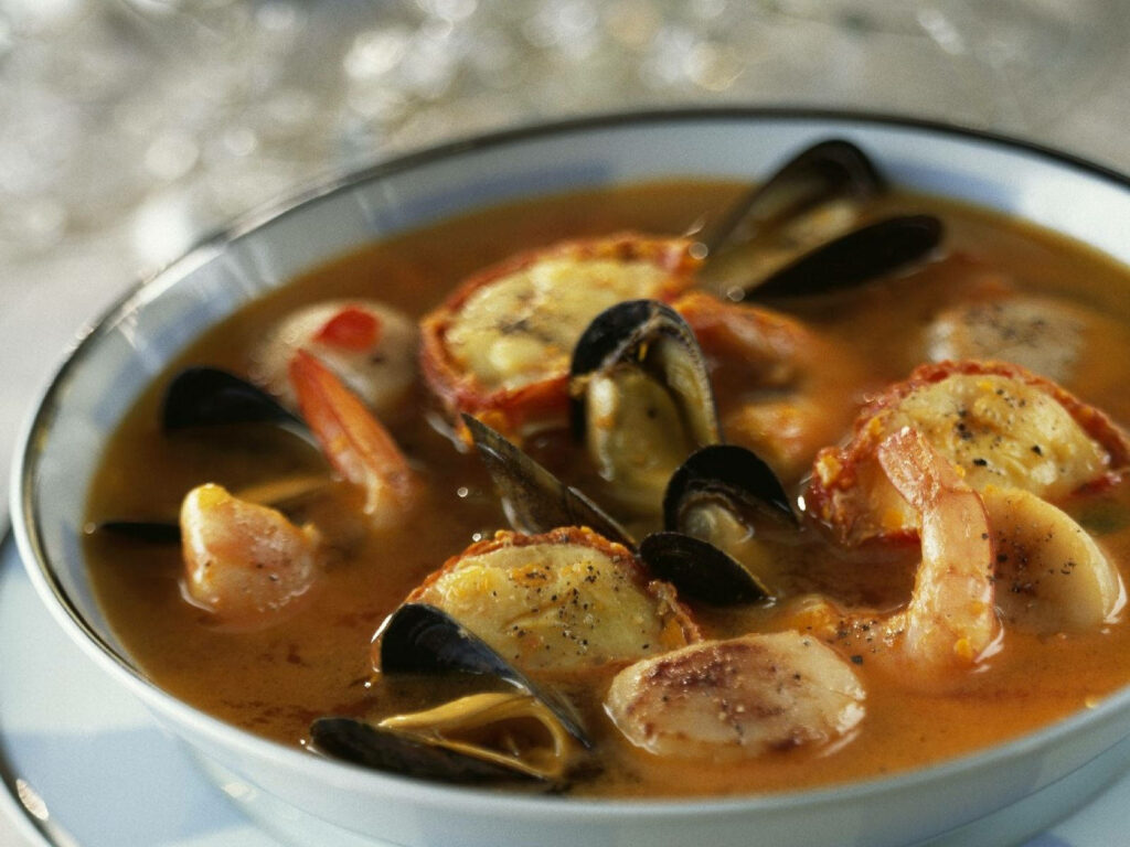Sumptuous French Bouillabaisse Wallpaper with Seafood Delight