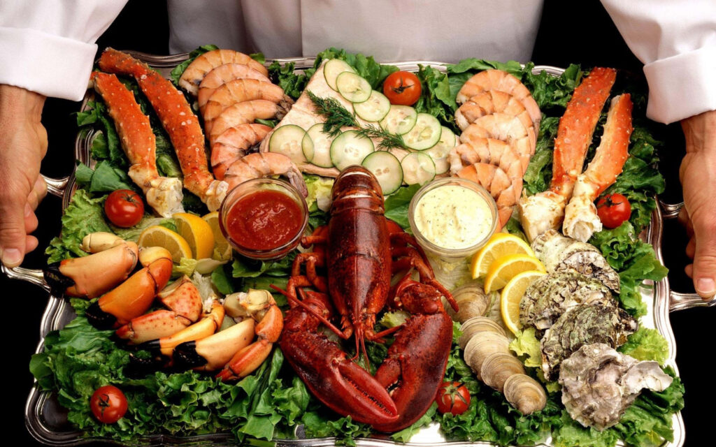 Elegant Seafood Platter with Lobster & Crab - Stunning Wallpaper