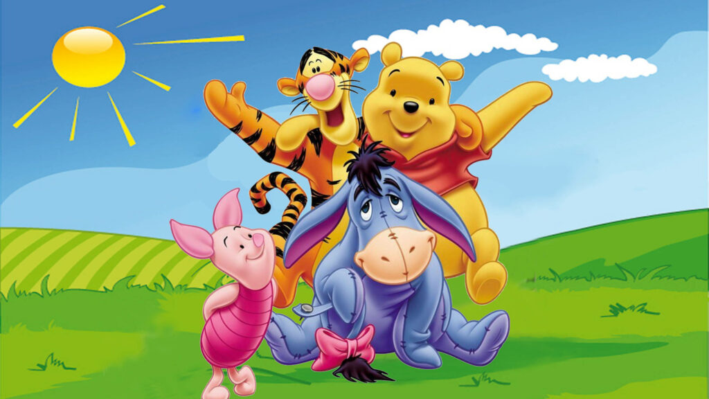 The Joyful Gathering: Disney's Beloved Winnie the Pooh and Friends Frolicking Under the Sun - 2560x1440 Disney Background Snapshot Wallpaper