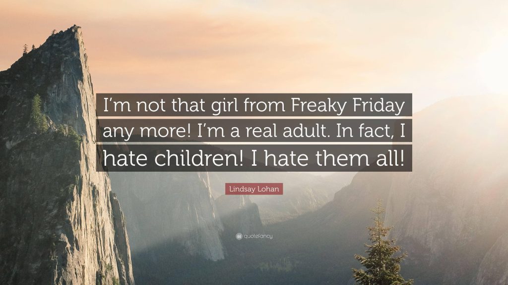 Sunlit serene mountaintop with Lindsay Lohan Freaky Friday quote desktop wallpaper background