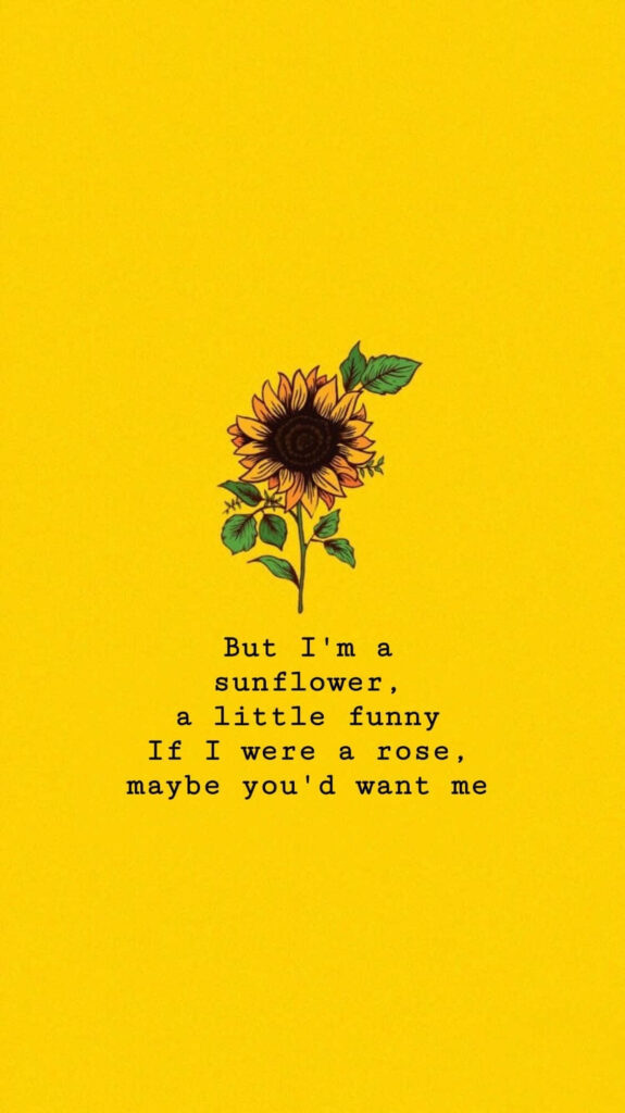Vibrant Yellow Sunflower Wallpaper with Thoughtful Quote