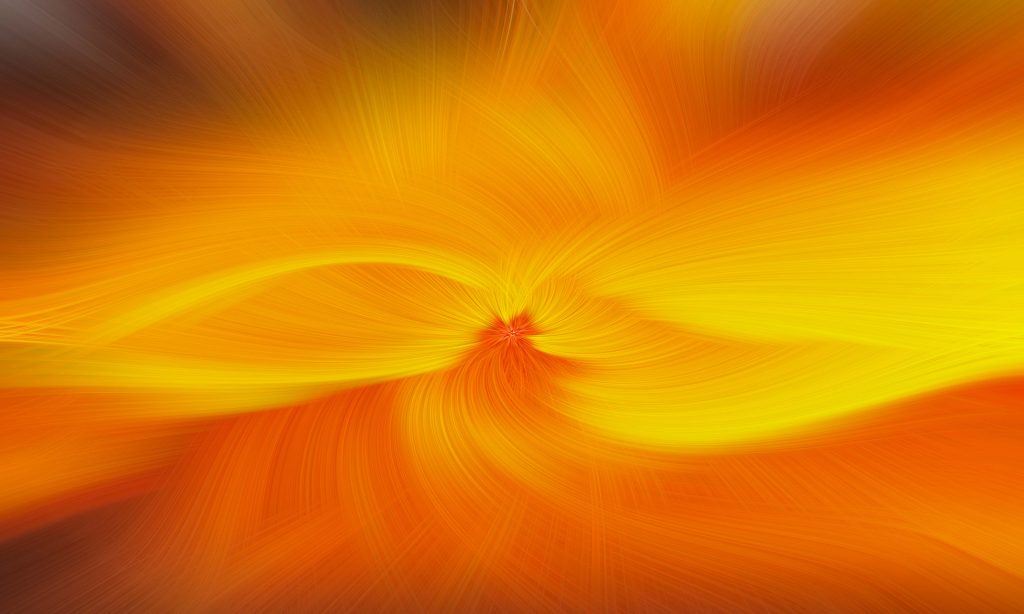 Radiant swirling fiber vortex wallpaper in warm gold and amber tones minimalist digital art background