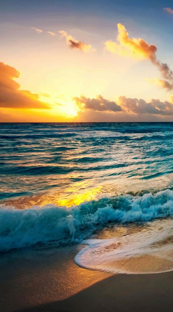Sun-Kissed Shoreline: A stunning wallpaper for your phone background