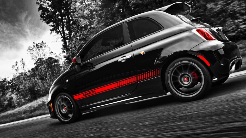 Abarth Sports Car Black and White Background Wallpaper
