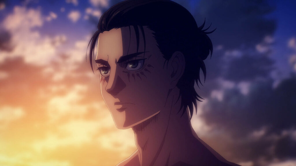 The Last Light of Freedom: Eren Yeager in a Sunset Wallpaper