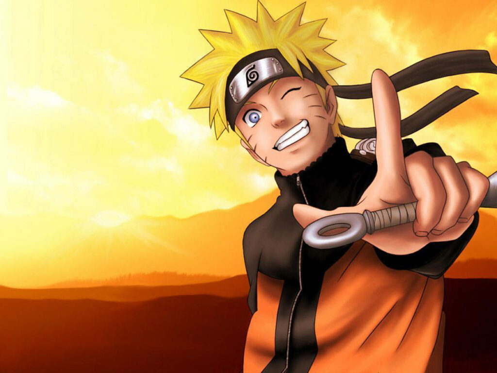 Dagger-wielding Naruto: Sunset Serenade with a Charming Simper Wallpaper