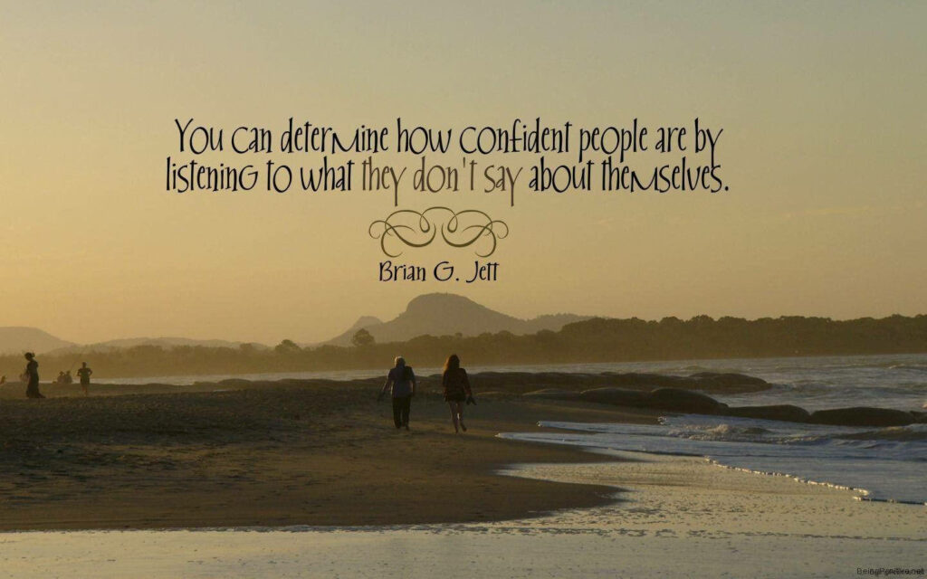 Sunset Reflections: Inspiring Confidence Through Beachside Quotes Wallpaper