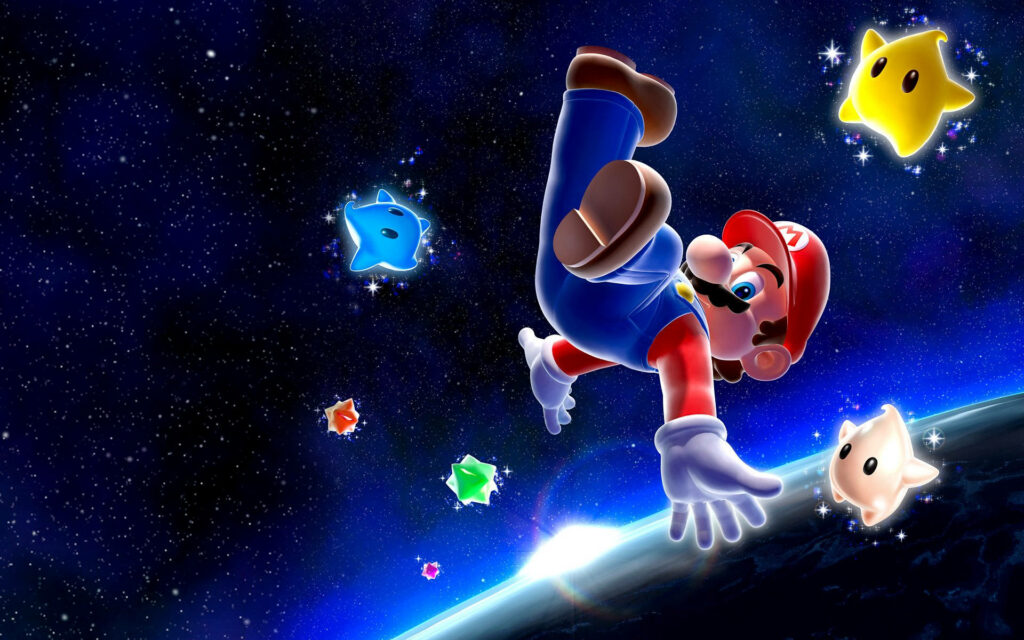 Galactic Adventure with Super Mario Bros: A Stellar Wallpaper