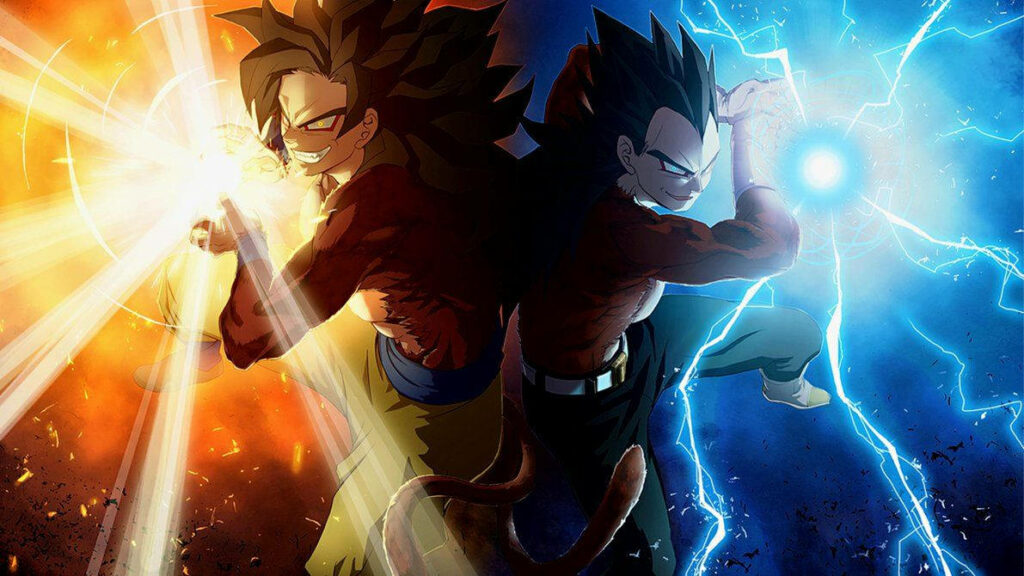 Power of Super Saiyan 4 in Goku and Vegeta's Epic Journey! Wallpaper