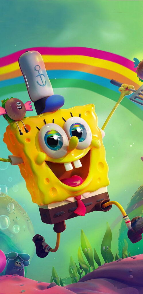 Super SpongeBob's Joyful HD Phone Wallpaper Background: A Splash of Happiness!