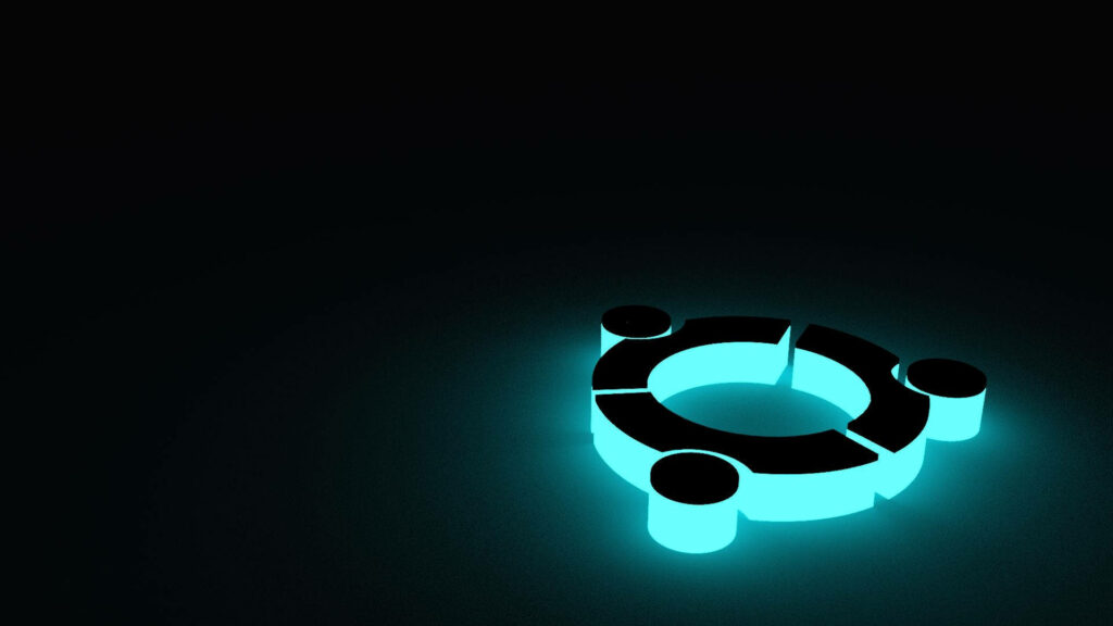 Neon Illumination: Supercool 3D Ubuntu Lantern Wallpaper featuring the Humanity Logo