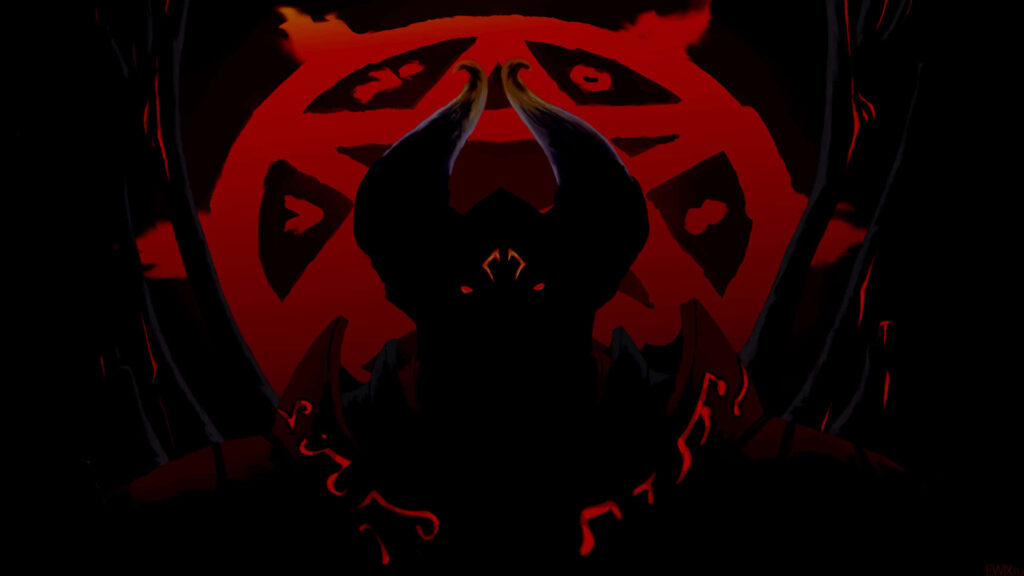 Dota 2's Demonic Doom: Immersive 1920x1080 Scene with Fiery Pentagram Backdrop Wallpaper