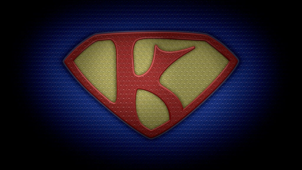 Kryptonian Typography: Vibrant Superman-themed Wallpaper showcasing the Mighty Letter K in Steel Patterns