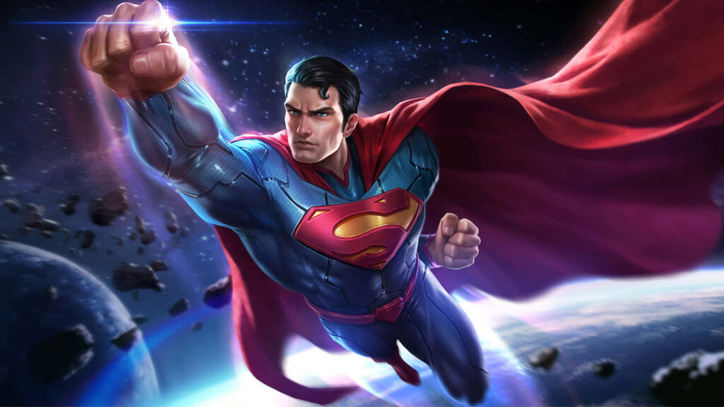 Superman in Space Wallpaper: Iconic Red Cape & Cosmic Landscape