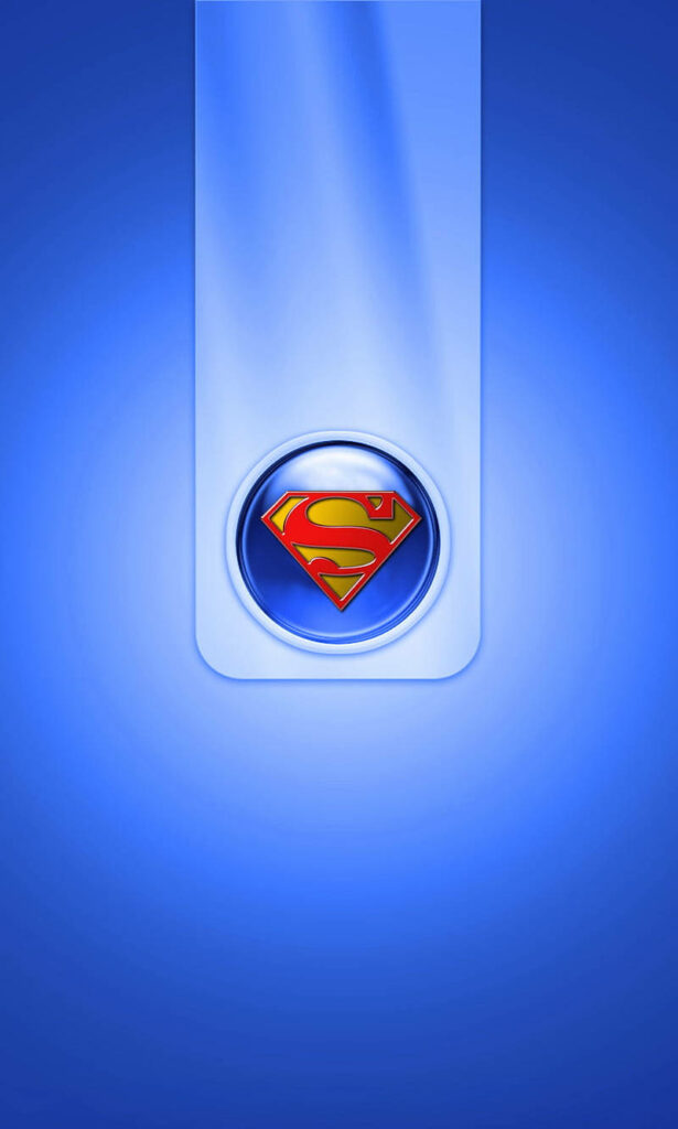 Superman's Iconic Symbol Shining on a Nostalgic Blue iPhone Background Wallpaper