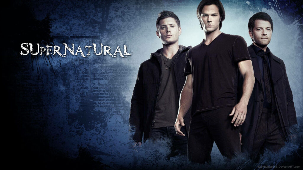 Supernatural Brotherhood Unleashed: Castiel, Dean and Sam in One for All, All for One Wallpaper