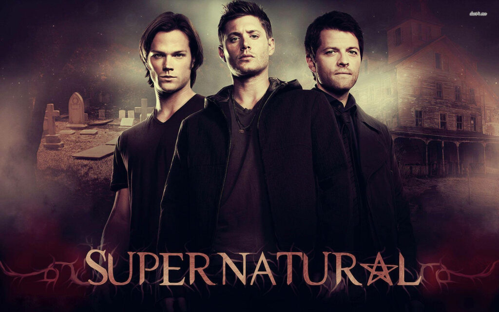 Iconic Supernatural Trio Wallpaper: Unity & Strength in Haunting Backdrop