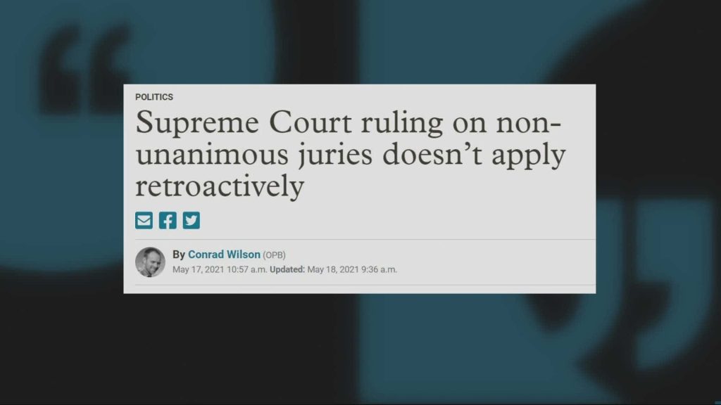 OPB news article screenshot on Supreme Court non-unanimous jury ruling May 2021 legal update Wallpaper