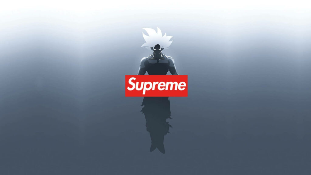 Monochrome Son Goku Embracing the Cool Supreme Aesthetic - A Stylish Supreme Wallpaper
