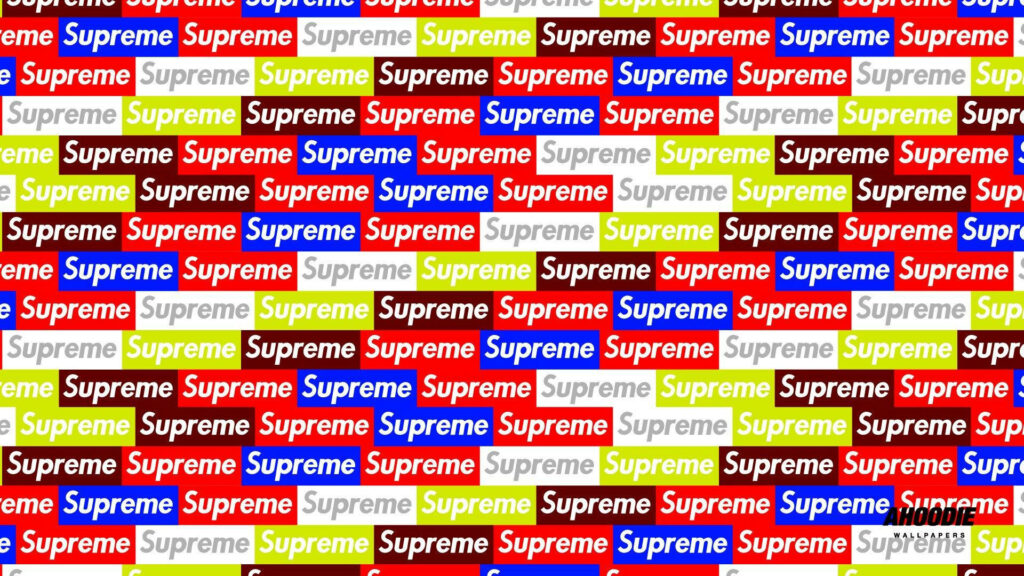 Bold Supreme logo multicolored grid wallpaper vibrant streetwear seamless desktop background