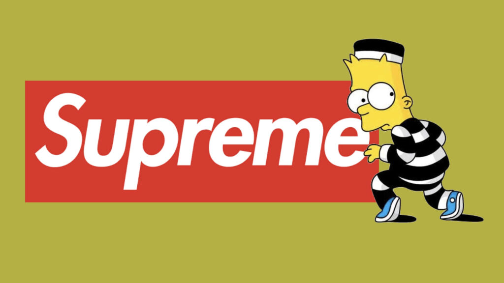 Iconic Bart Simpson Wallpaper with Supreme Logo - Pop Culture meets Fashion