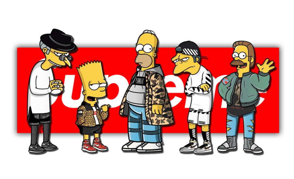 The Supreme Squad: The Simpsons Characters Stand Tall Over Iconic Print Wallpaper