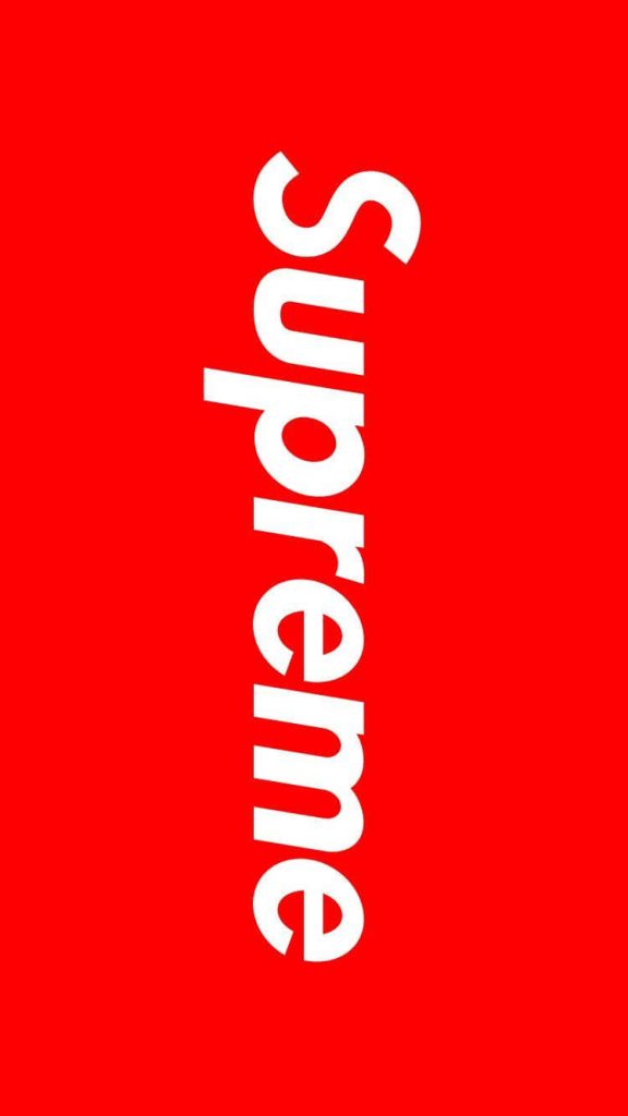 Vertical Supreme box logo wallpaper white text on vibrant red minimalist smartphone background