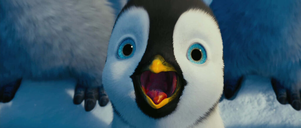 Surprised Penguin Wallpaper from Happy Feet Two - Vibrant Icy Scene